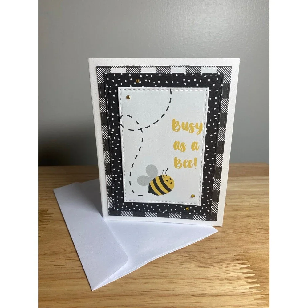 Bee Greeting Card – Handmade A2 Card – All Occasion Blank Card